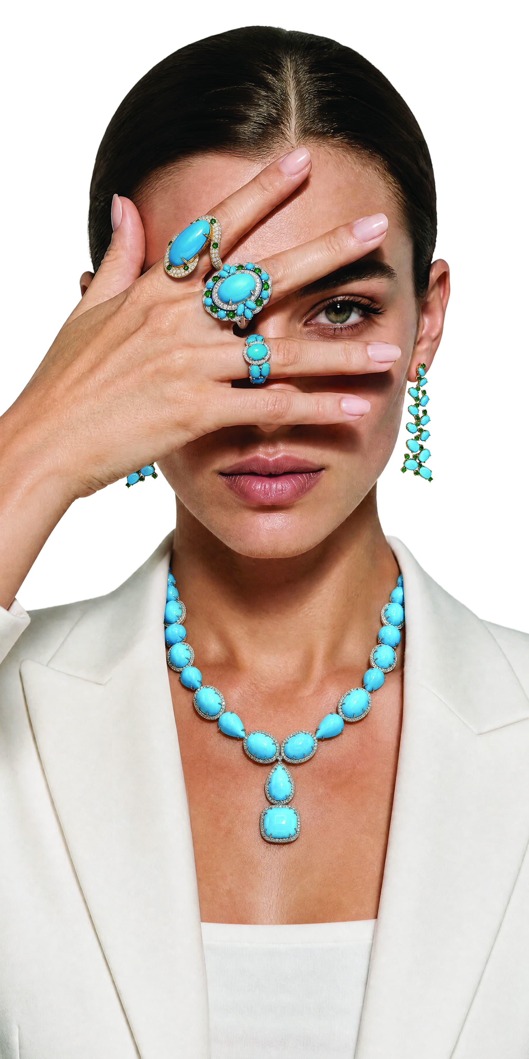 Original vertical jewelry campaign artwork prepared for large-format exhibition printing