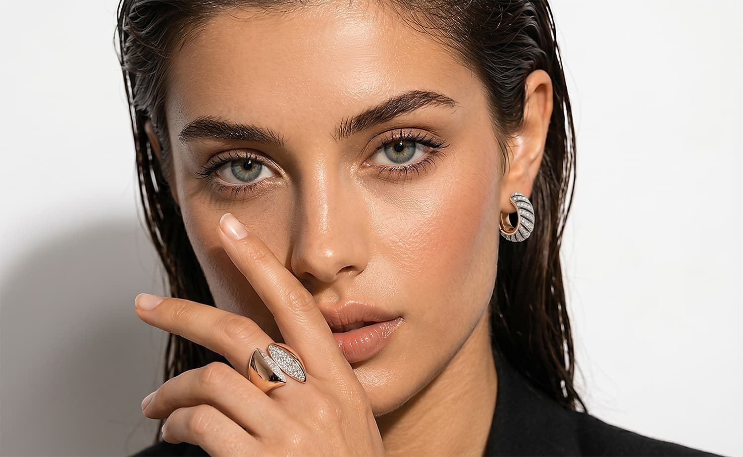 Luxury jewelry model campaign visual